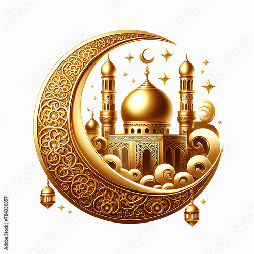 ilustración mezquita con luna. símbolo concepto ramadán