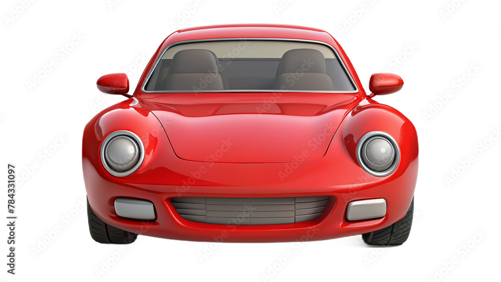 3d cartoon sport red car isolated on transparent background
