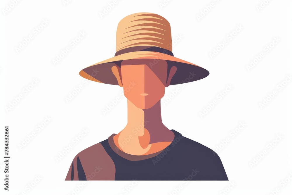 Digital art of a faceless male figure adorned with a straw hat, projecting a summer vibe and anonymity Digital art of a faceless male figure adorned with a straw hat, projecting a summer vibe and anonymity