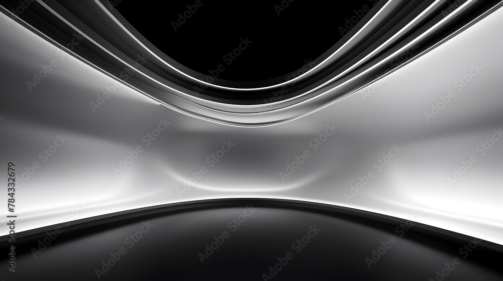 Obraz premium Futuristic Neon-Lit Abstract 3D Room with Sleek Technology Tunnel and Monochrome Palette