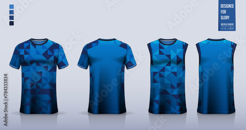 Soccer jersey, football kit, sportswear, basketball uniform, tank top, running singlet or t-shirt mockup. Fabric pattern design. 