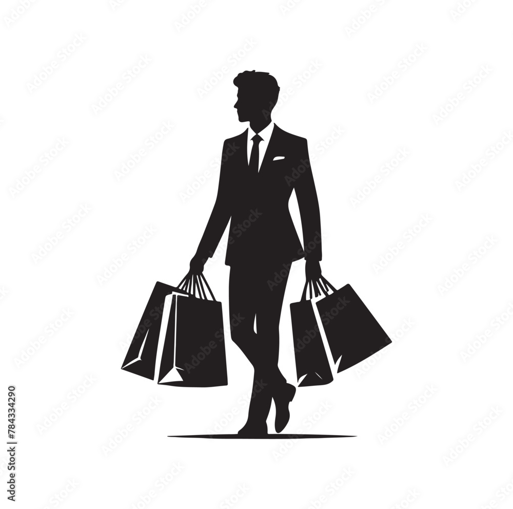 man carrying bags,shopping, silhouette vector illustration man carrying bags,shopping, silhouette vector illustration