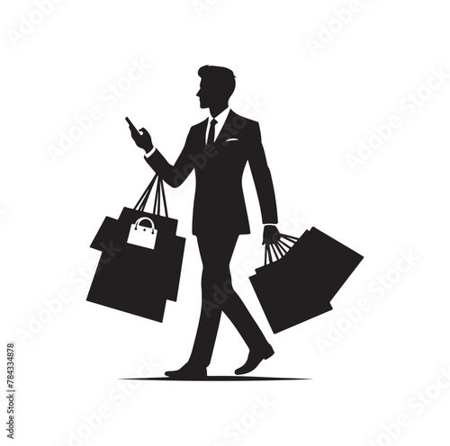 man carrying bags,shopping, silhouette vector illustration 