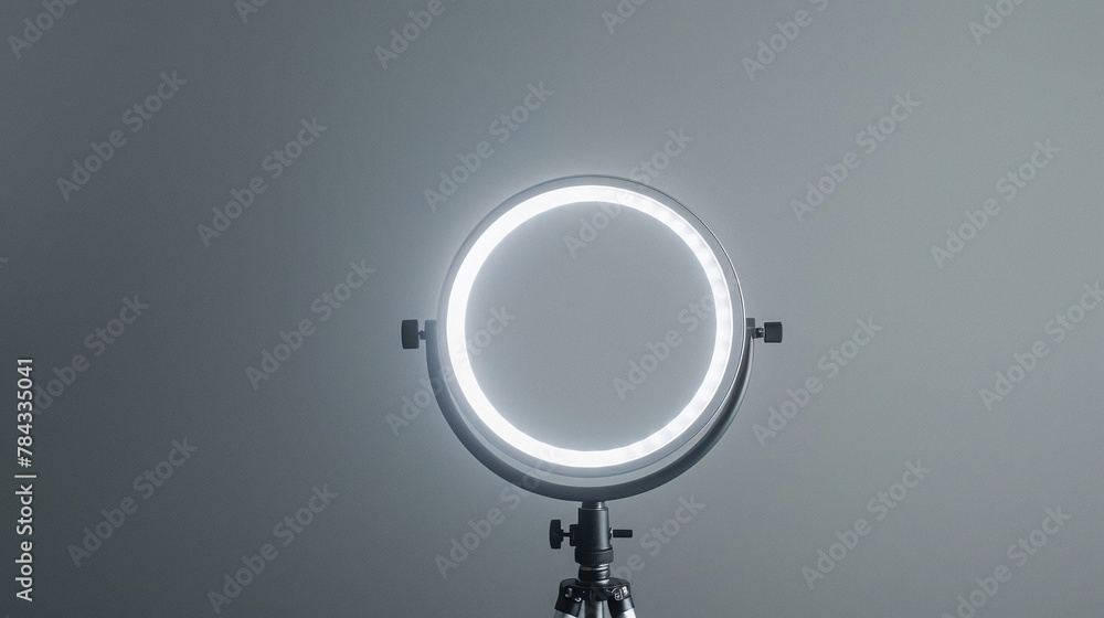 Round studio lamp or room spotlight with soft light for comfortable indoor lighting on gray background Round studio lamp or room spotlight with soft light for comfortable indoor lighting on gray background