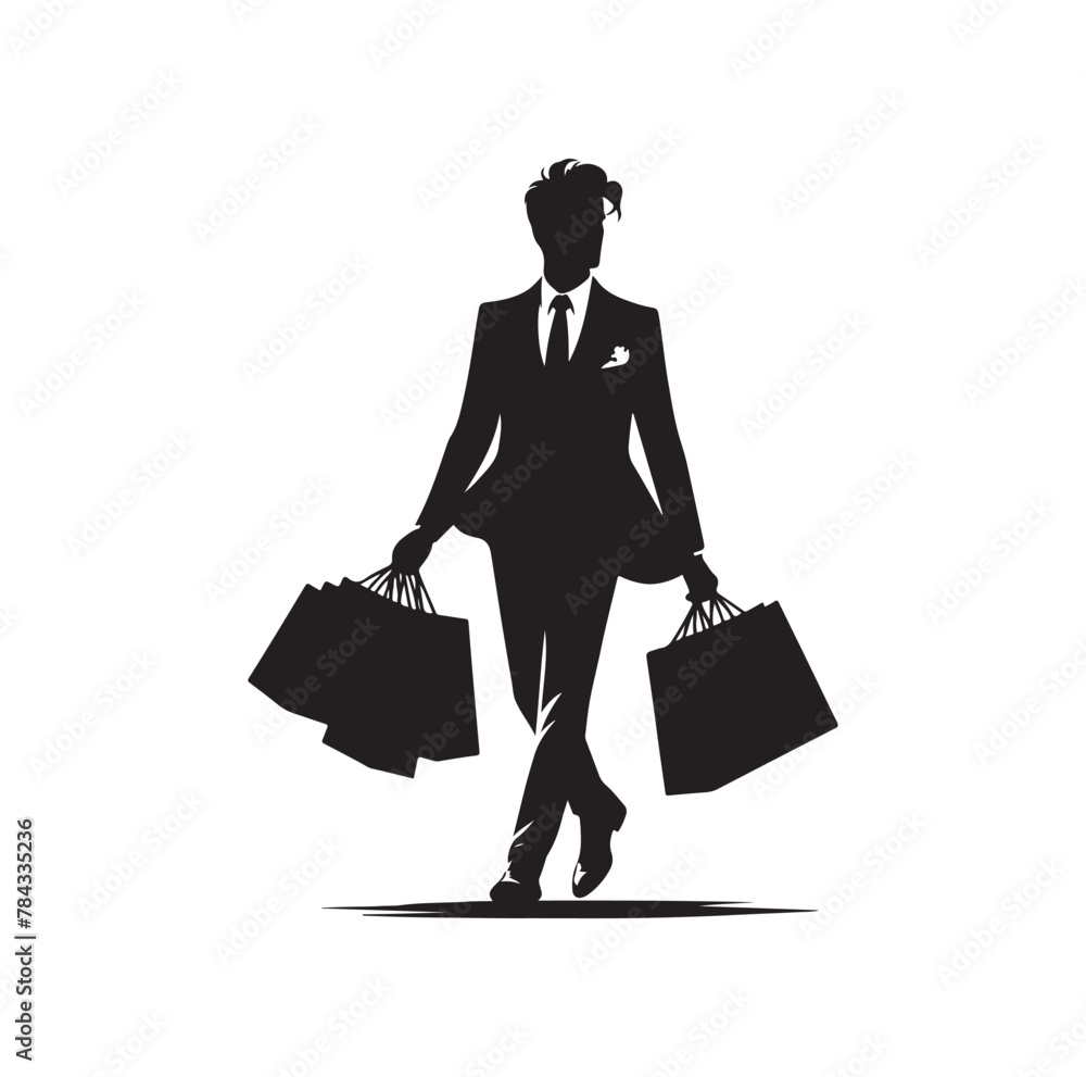 man carrying bags,shopping, silhouette vector illustration 