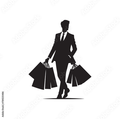 man carrying bags,shopping, silhouette vector illustration 