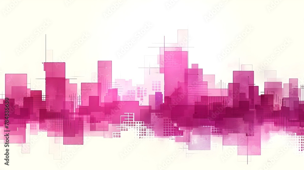 Abstract Pink Cityscape Artistic Urban Modern Design