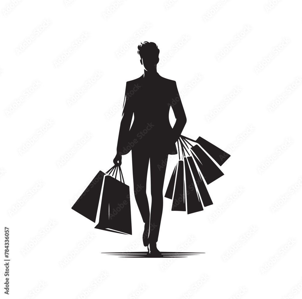 man carrying bags,shopping, silhouette vector illustration man carrying bags,shopping, silhouette vector illustration