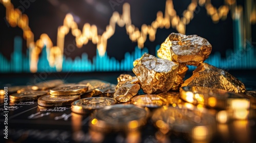 Rising gold prices concept. Investment in precious metals in the stock market