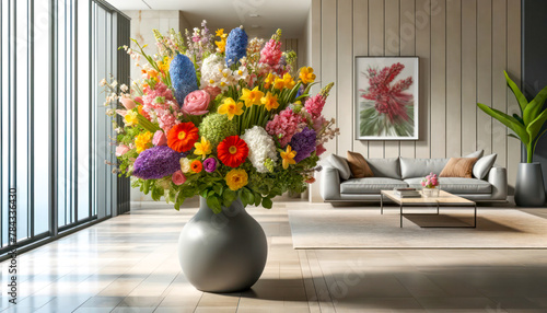 bouquet of flowers in a living room