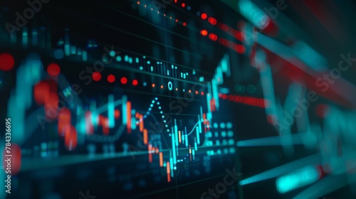 Statistic graph stock market data and finance indicator analysis from LED display. including finance statistic graph stock market education or marketing analysis. Stock analysis indicator