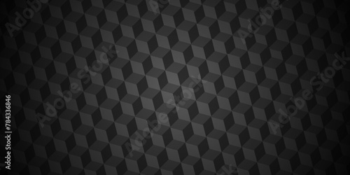 Abstract cubes geometric tile and mosaic wall or grid backdrop hexagon technology wallpaper background. Black and gray geometric block cube structure backdrop grid triangle texture vintage design.