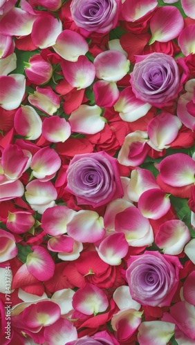 Beautiful romantic background wallpaper for phone love stories and social networks: flowers, rose, pink petals © Tetiana