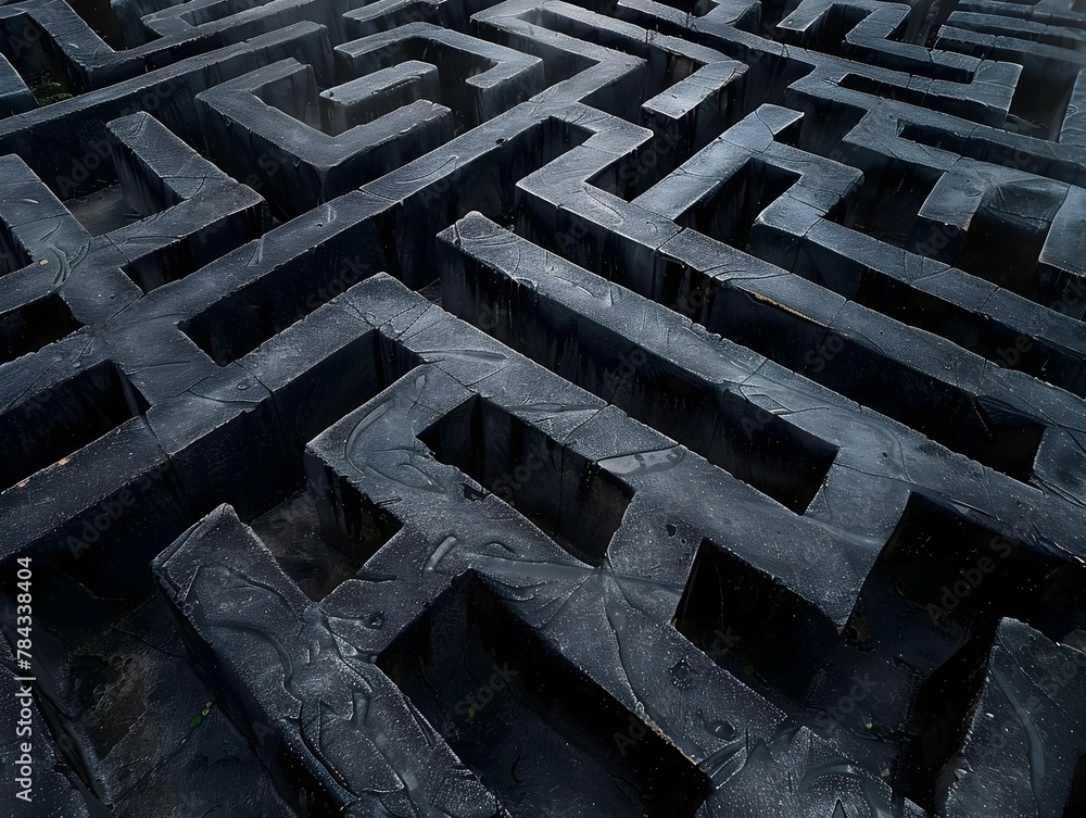 Intricate Dark Labyrinth of Captivating Geometric Complexity and Interconnected Pathways Intricate Dark Labyrinth of Captivating Geometric Complexity and Interconnected Pathways