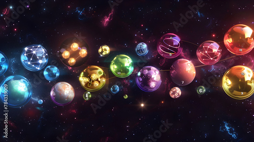 Captivating Rendition of Noble Gases From The Periodic Table Positioned in Outer Space