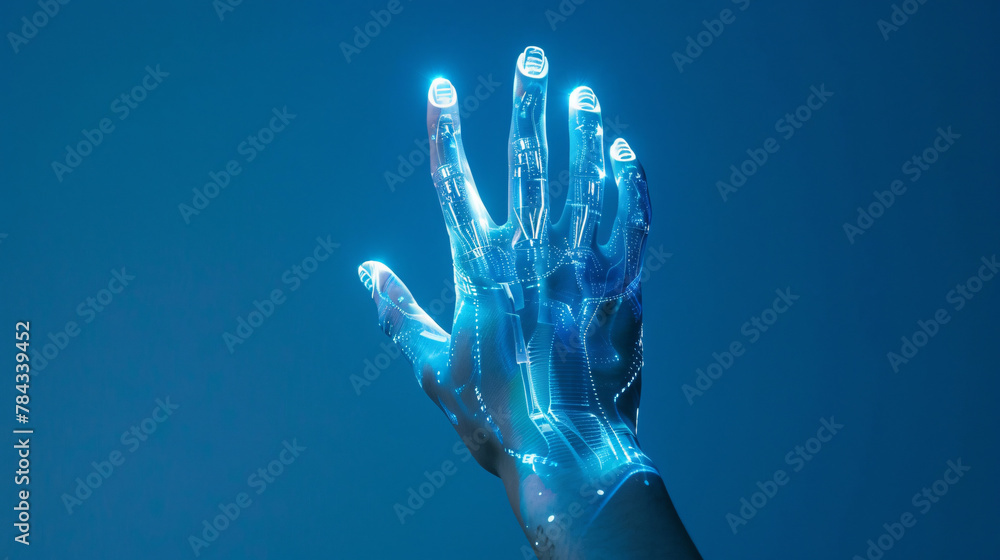 Hand bathed in glowing light creating mystical atmosphere