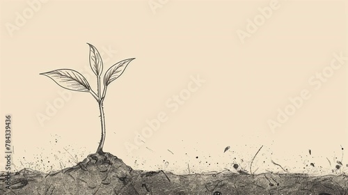 Line art drawing Sprouted Seedling photo