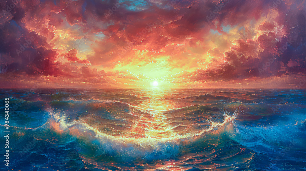 Golden Sunset Over Tranquil Ocean