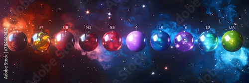 Captivating Rendition of Noble Gases From The Periodic Table Positioned in Outer Space photo