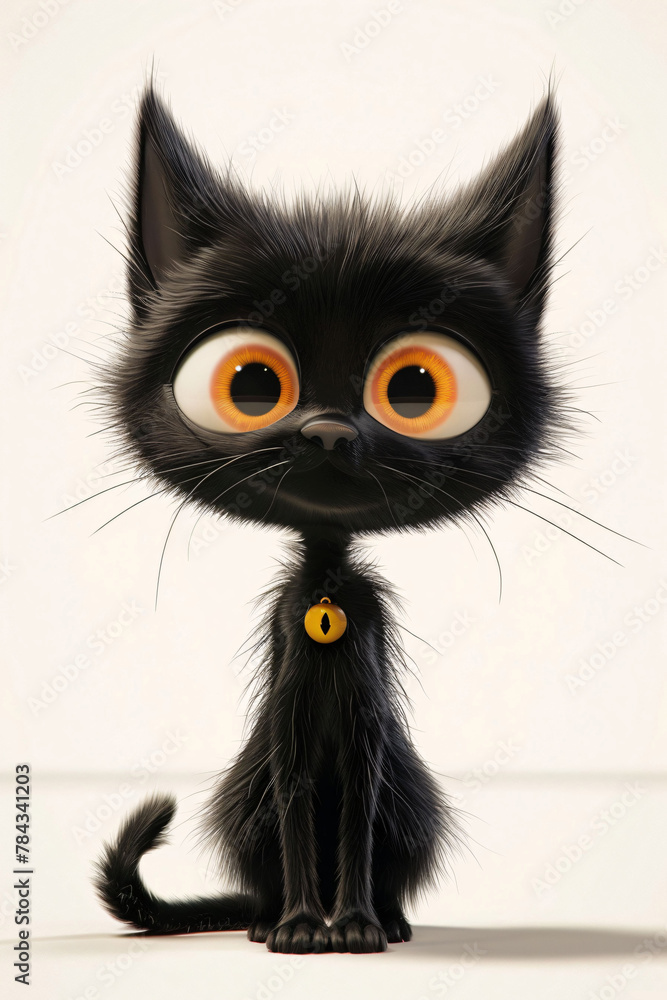 Chat noir mignon, sur fond blanc isolé, animal domestique aux grand yeux , ia générative Chat noir mignon, sur fond blanc isolé, animal domestique aux grand yeux , ia générative