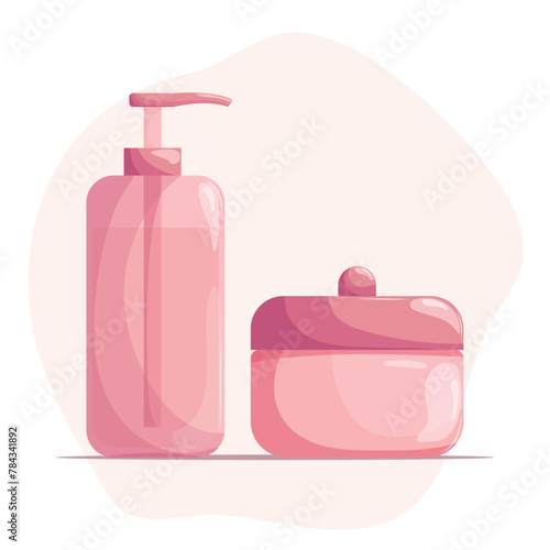 Makeup products vector illustration. Cosmetic containers on white background. Advertising mock up, beauty banner template with product categories for online store.