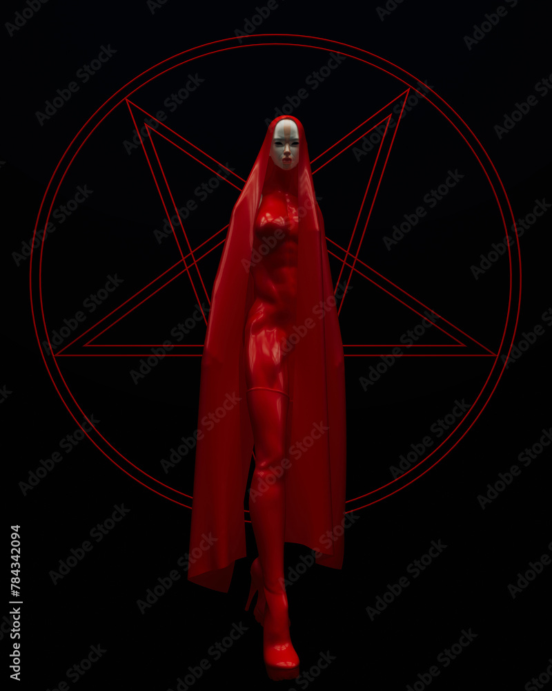Red Satanic Color Satan red black tall woman devil demon symbol black magic pentagram ...