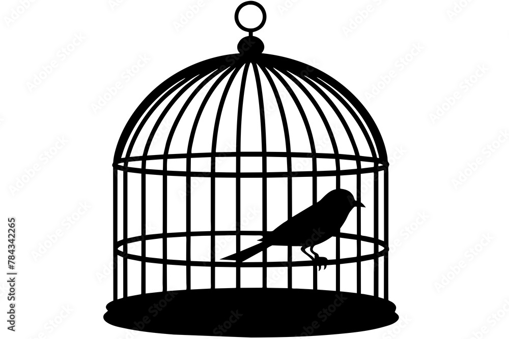 birdcage silhouette vector art illustration 