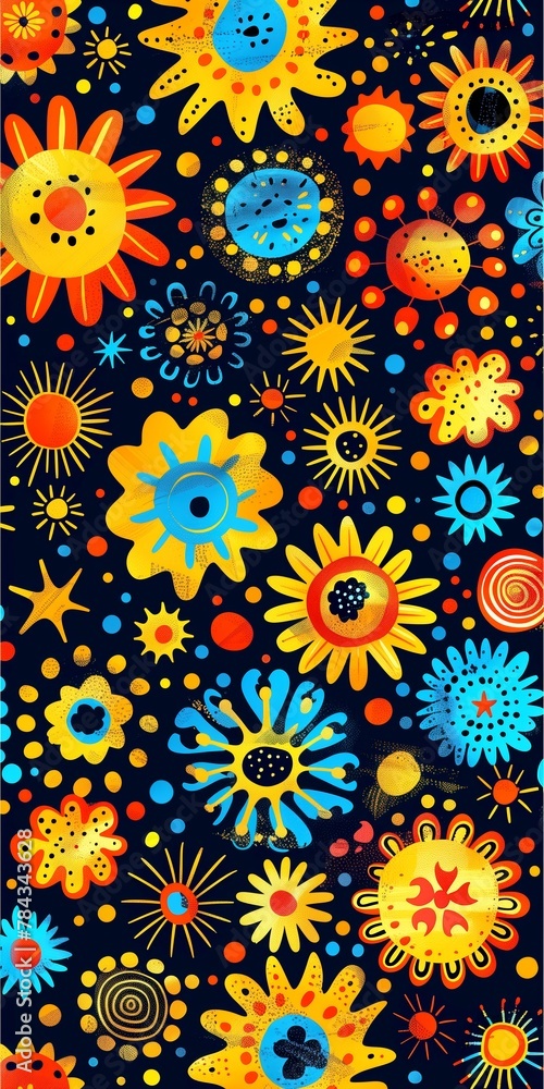 AI generated illustration of colorful floral and butterfly design