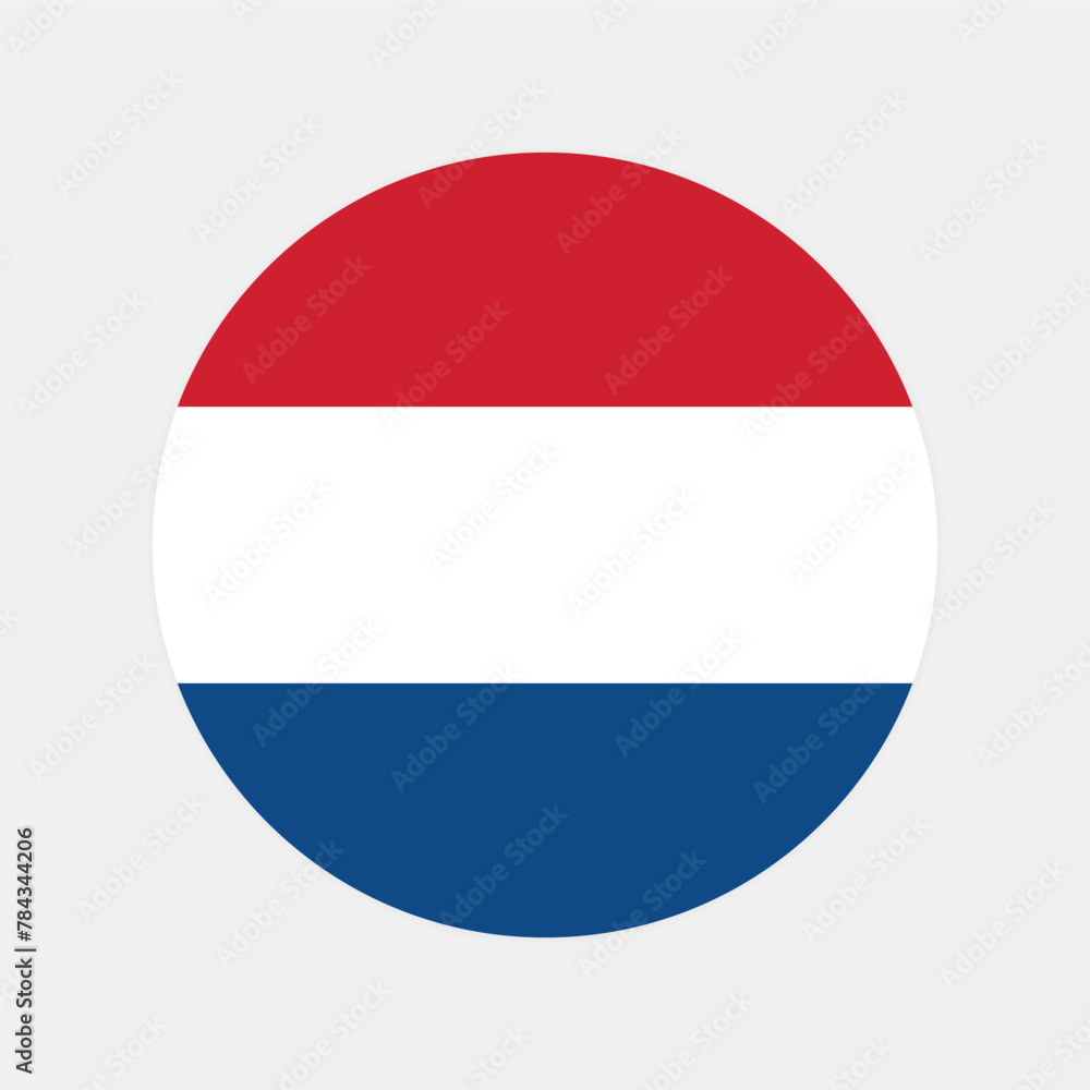 Netherlands national flag vector illustration. Netherlands Round flag.
Netherlands national flag vector illustration. Netherlands Round flag.