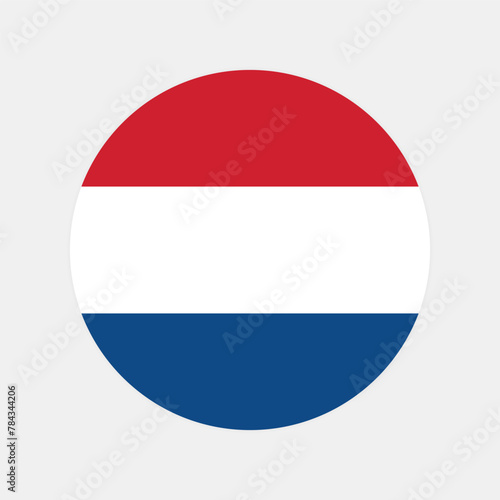 Netherlands national flag vector illustration. Netherlands Round flag.
