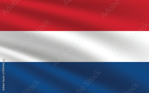 Netherlands flag vector illustration. Netherlands national flag. Waving Netherlands flag.
