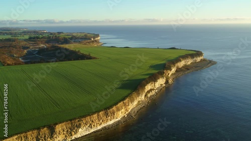 Aerial of fields and sea at Stevns Klint Unesco World Heritage photo