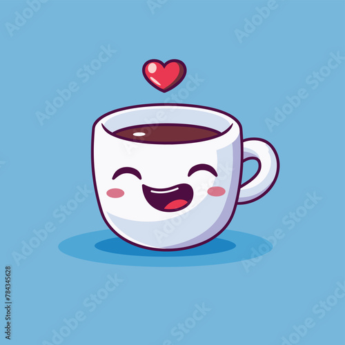 Cute kawaii coffee cup cartoon character vector illustration
