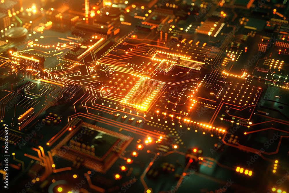 Electronics Circuit with Optical Background.