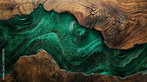 Dynamic emerald green waves with glitter creating an elegant abstract texture.