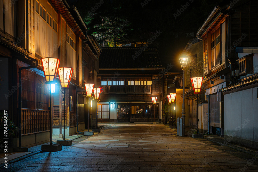 金沢のひがし茶屋街の夜景