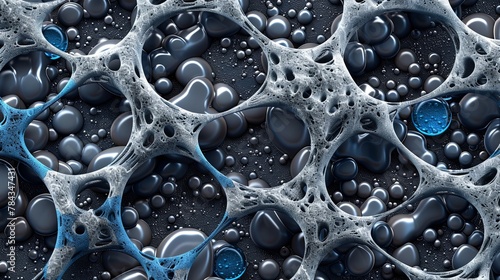 Close-up of a blue bubble-like structure creating a mesmerizing abstract background.