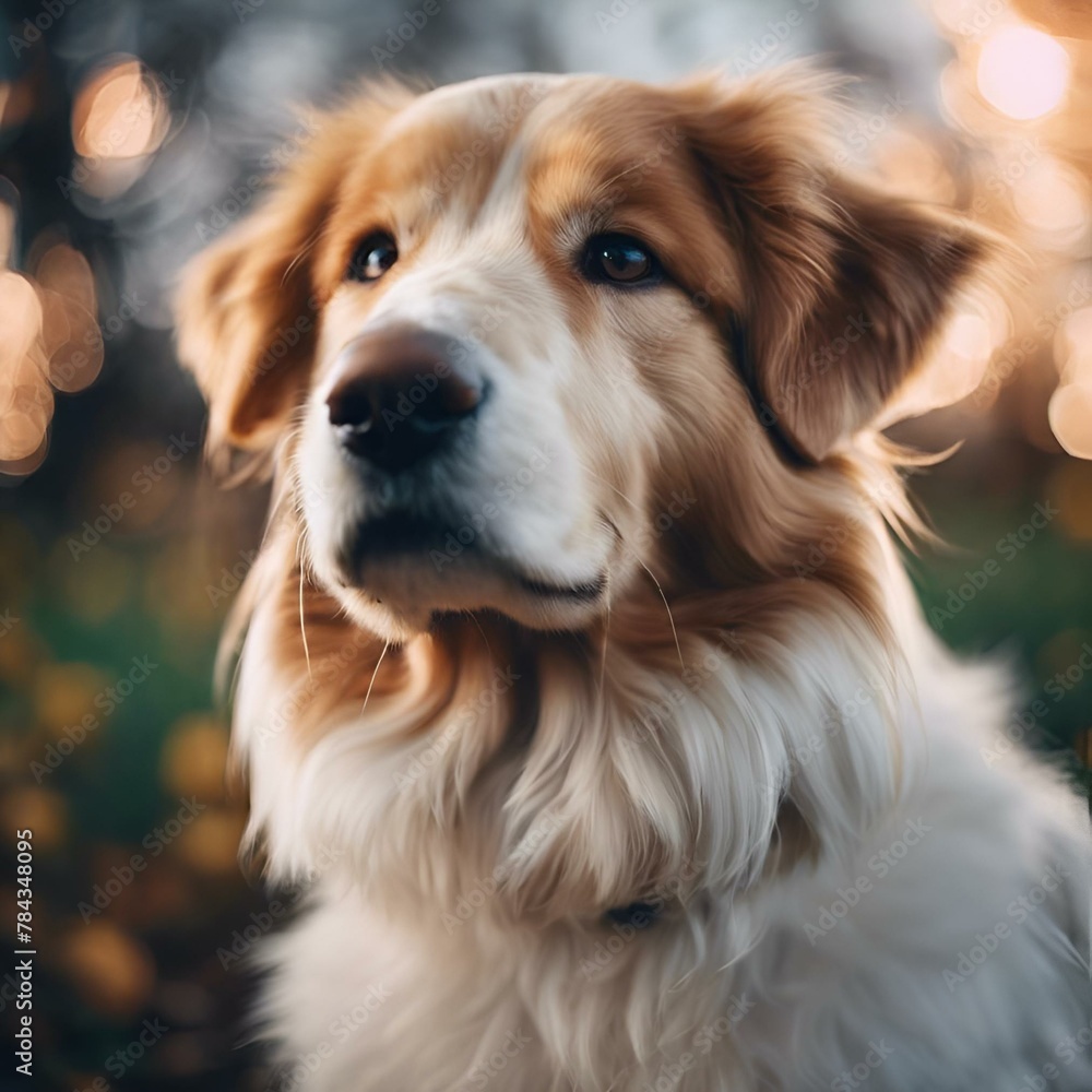AI generated illustration of a canine presence amid shimmering bokeh lights