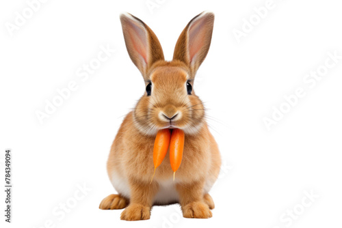 brown rabbit Sitting and eating carrots.Isolated on transparent background. © venusvi