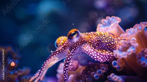 AI generated illustration of a close-up of an octopus