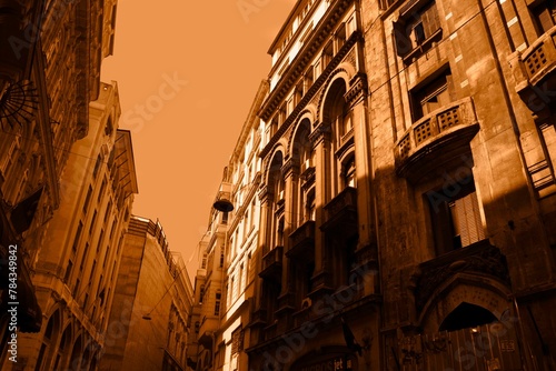View of the buildings in sepia effect in Istanbul, Turkey photo