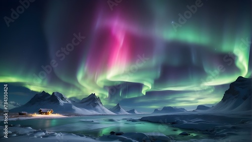 Gorgeous Nordic nighttime aurora produced by the Northern Lights