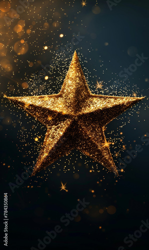 Glittering star and golden dust creating a festive atmosphere.