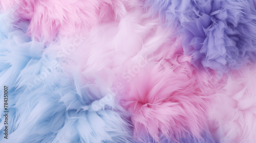 fluffy pastel multicolored shaggy fabric with fluffy folds photo