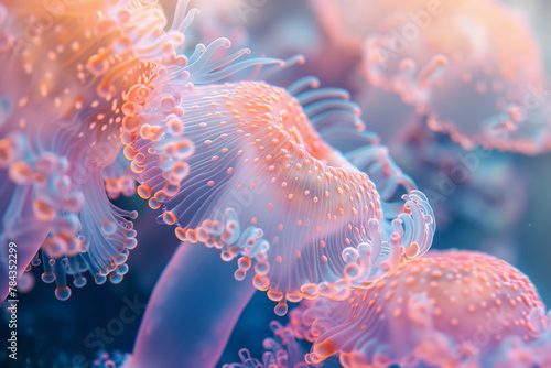Macro view of pink anemone underwater macro natural wallpaper background photo