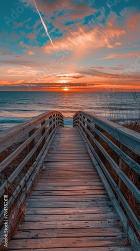Oceanfront Boardwalk Sunset