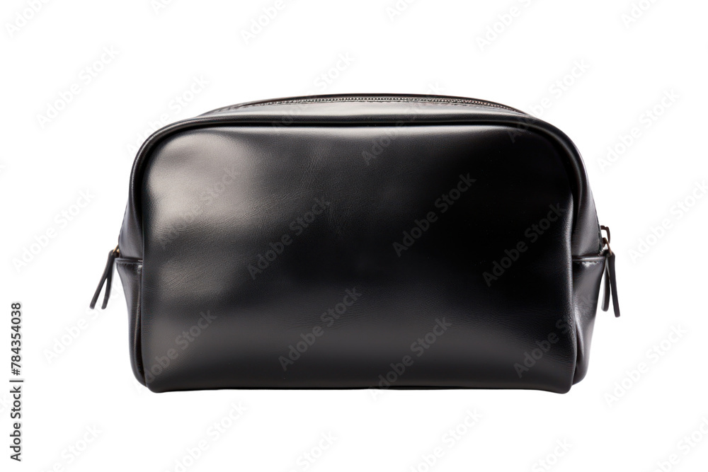 photograph of black cosmetic bag ,Isolated on a transparent background. photograph of black cosmetic bag ,Isolated on a transparent background.