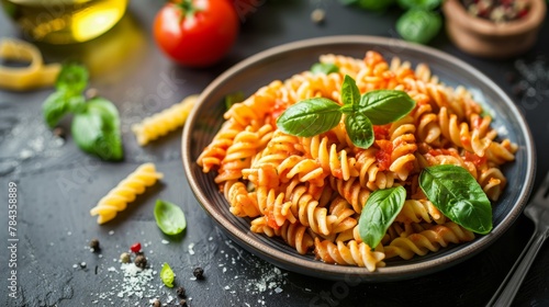 Fusilli pasta with tomato sauce