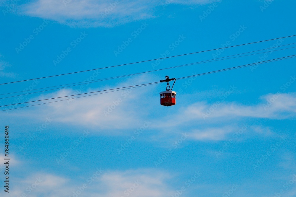 Beautiful shot of a ropeway over the cityscape of Barcelona, Spain Beautiful shot of a ropeway over the cityscape of Barcelona, Spain