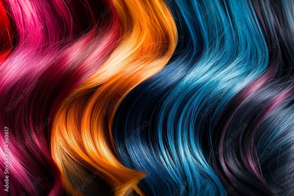 A close-up of colorful hair swirls, capturing movement and vibrant beauty, suitable for styling and color trend features. A close-up of colorful hair swirls, capturing movement and vibrant beauty, suitable for styling and color trend features.